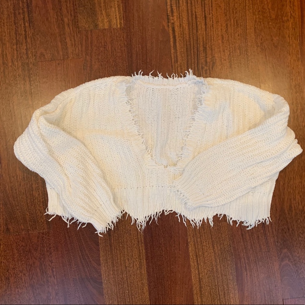 Wildfox White Cropped Sweater